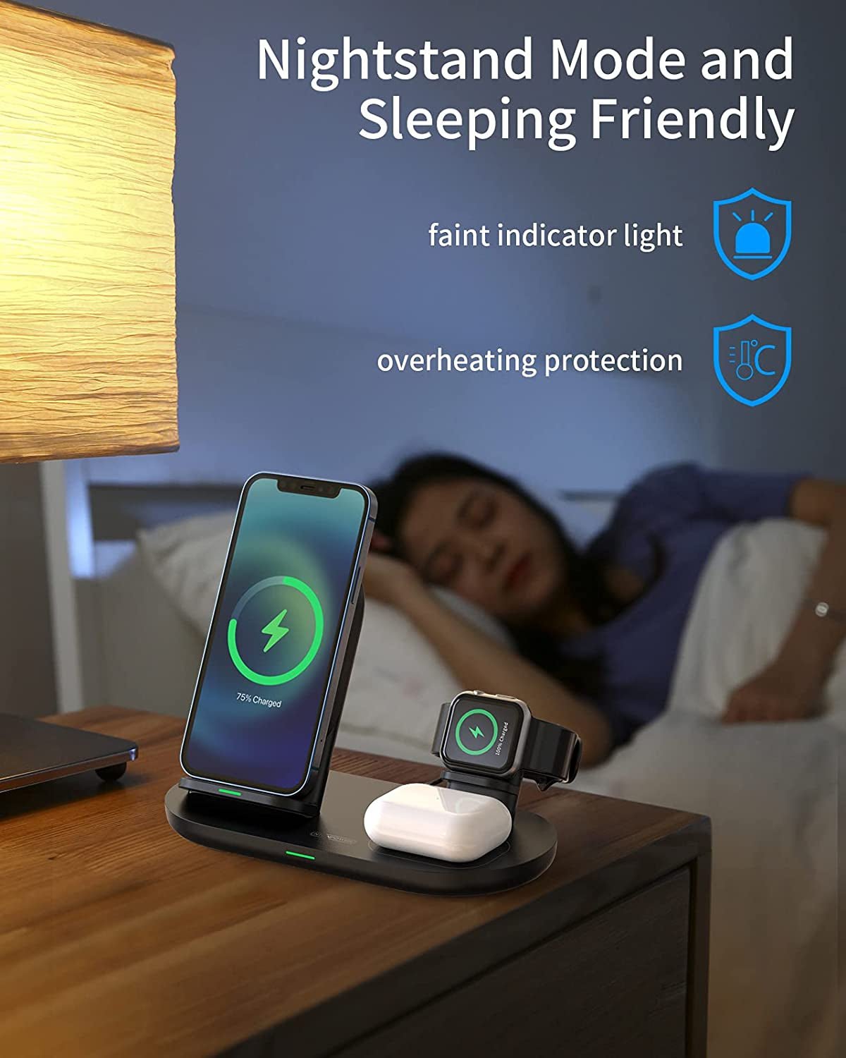 3 in 1 Wireless Charging Station for Apple Product, Wireless Charging Pad for Apple Watch, Airpods Pro/2, Wireless Charger Stand for Iphone 12/12 Pro/12 Pro Max/Se2(No Included Iwatch Cable) - Vibe Tribe