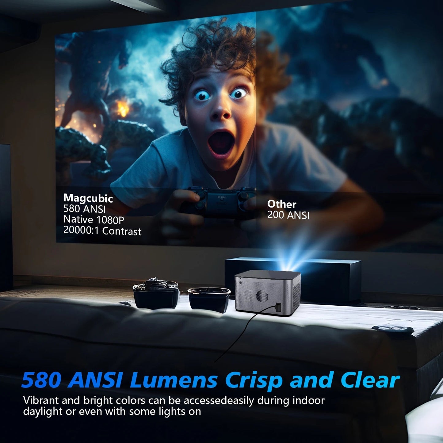 580ANSI Auto Focus Projector Android 11 4K 1080P Wifi6 Voice Control Allwinner H713 BT5.0 Home Cinema HY350 Pro - Vibe Tribe