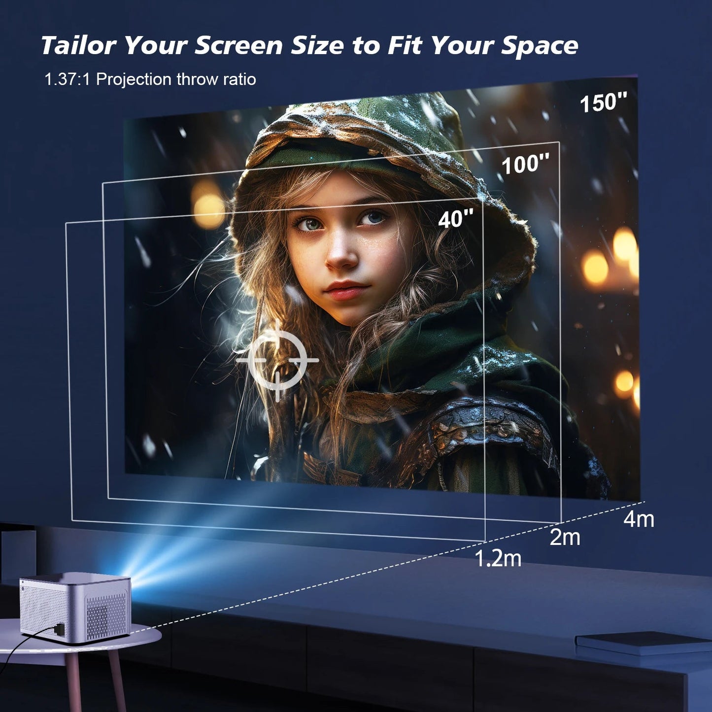 580ANSI Auto Focus Projector Android 11 4K 1080P Wifi6 Voice Control Allwinner H713 BT5.0 Home Cinema HY350 Pro - Vibe Tribe