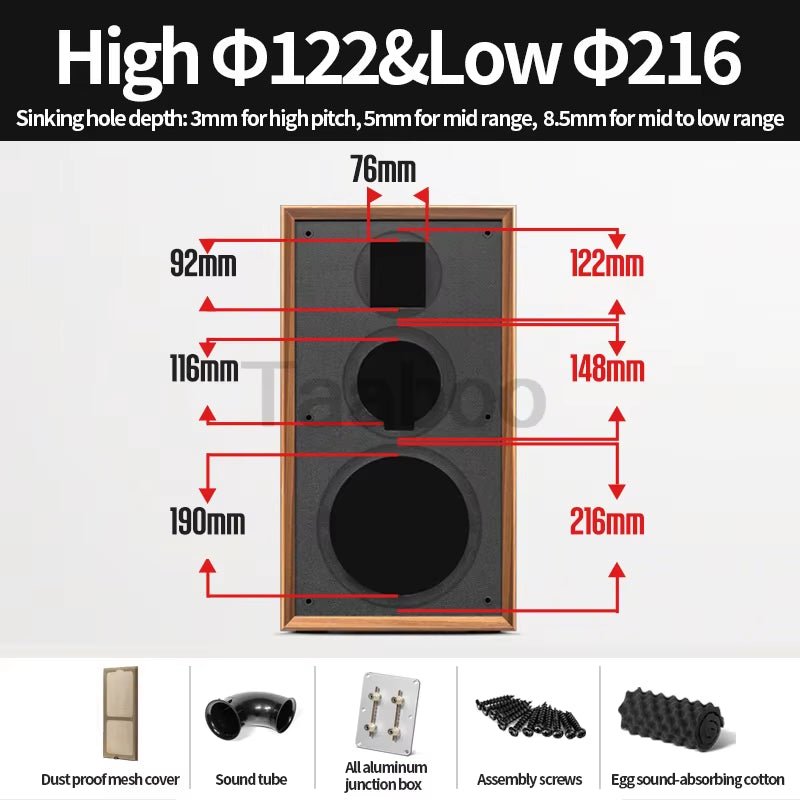 8 Inch Three - Way Labyrinth Speaker Empty Box Bookshelf Speaker Home Speaker DIY Hifi Audio Wooden Handmade Box Passive Speaker - Vibe Tribe