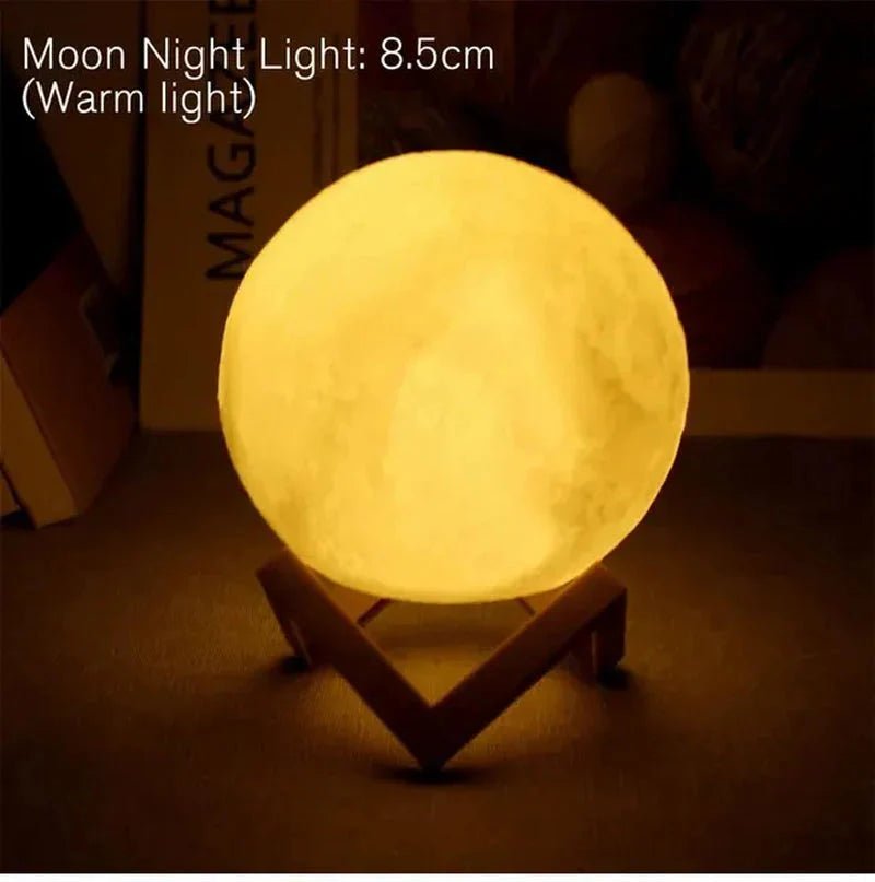 D5 Starry Moon Lamp 8Cm - LED Night Light with Stand, Perfect for Bedroom Decor and Gifts - Vibe Tribe