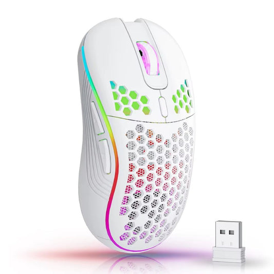 2.4G Wireless Mouse with RGB Backlit 6 - Button 3 - Speed DPI Type C Rechargeable Ergonomic Honeycomb Design Gaming Mouse - Vibe Tribe