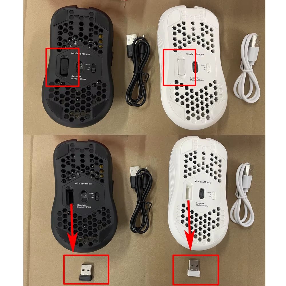 2.4G Wireless Mouse with RGB Backlit 6 - Button 3 - Speed DPI Type C Rechargeable Ergonomic Honeycomb Design Gaming Mouse - Vibe Tribe