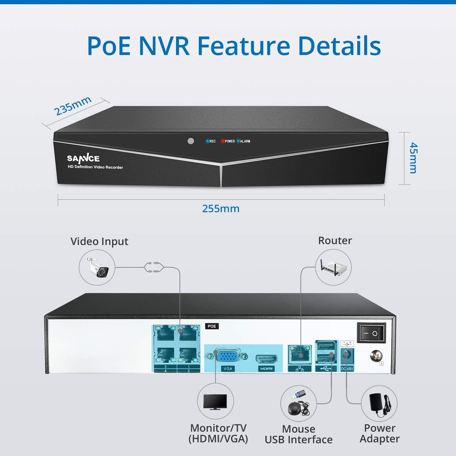 4CH 1080P Full HD Xpoe Wired Security Camera System with 4Pcs 100Ft Night Vision Outdoor Bullet IP Cameras, Real Plug & Play Network Video Surveillance System, NO Hard Drive - Vibe Tribe