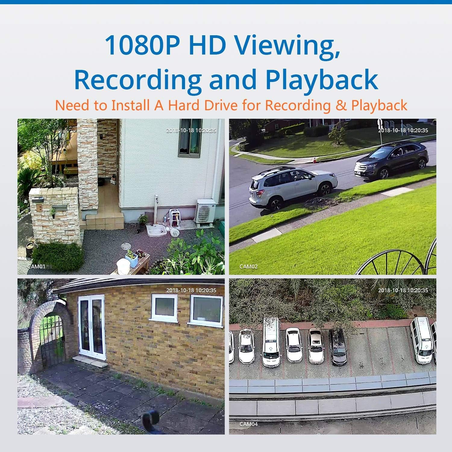4CH 1080P Full HD Xpoe Wired Security Camera System with 4Pcs 100Ft Night Vision Outdoor Bullet IP Cameras, Real Plug & Play Network Video Surveillance System, NO Hard Drive - Vibe Tribe