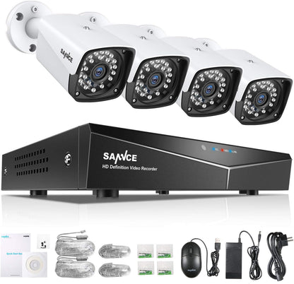 4CH 1080P Full HD Xpoe Wired Security Camera System with 4Pcs 100Ft Night Vision Outdoor Bullet IP Cameras, Real Plug & Play Network Video Surveillance System, NO Hard Drive - Vibe Tribe