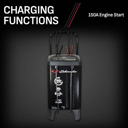 Automotive 12 Volt 150 Amp Fully Automatic Wheeled Battery Charger and Engine Starter with 20 Amp Boost - Vibe Tribe