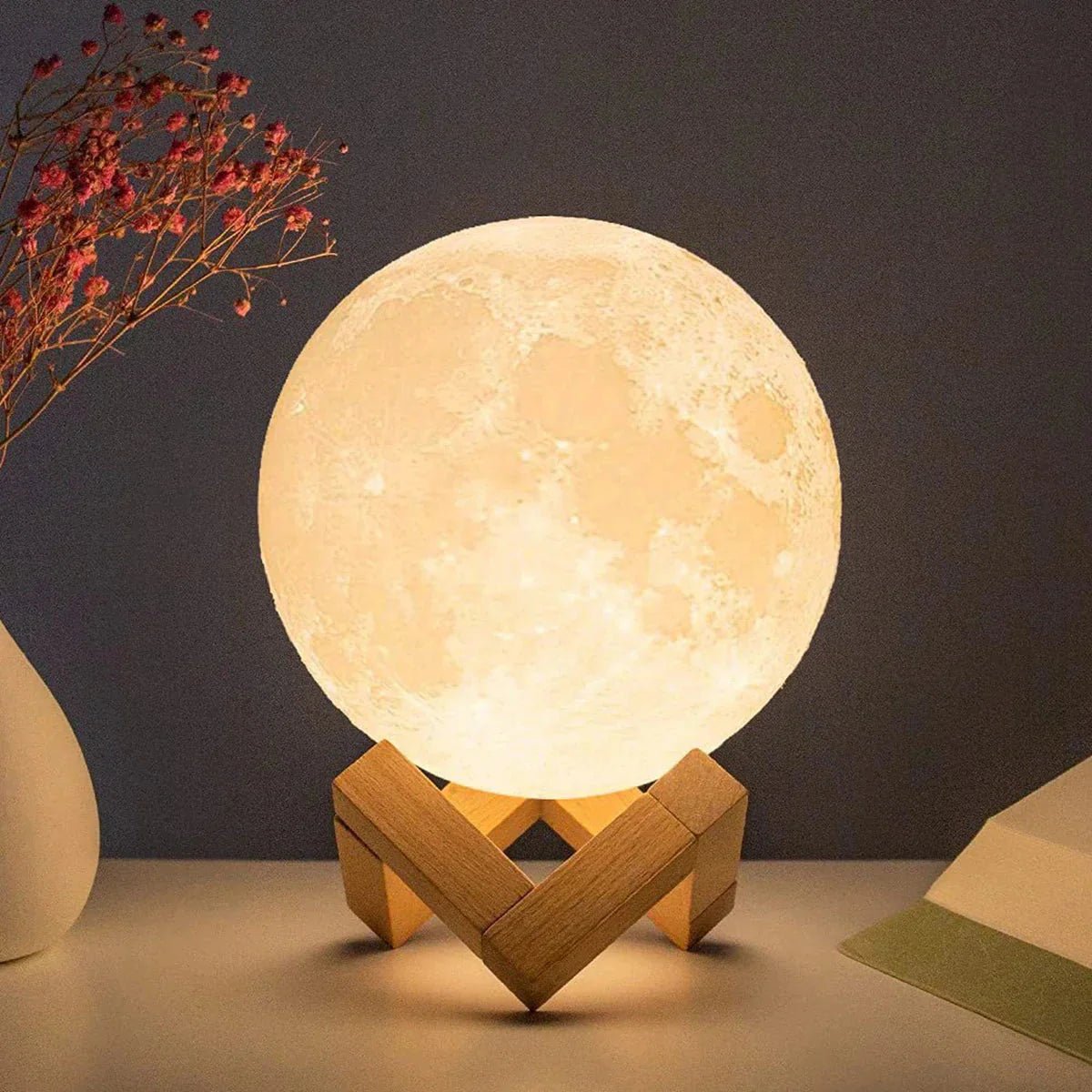 D5 Starry Moon Lamp 8Cm - LED Night Light with Stand, Perfect for Bedroom Decor and Gifts - Vibe Tribe