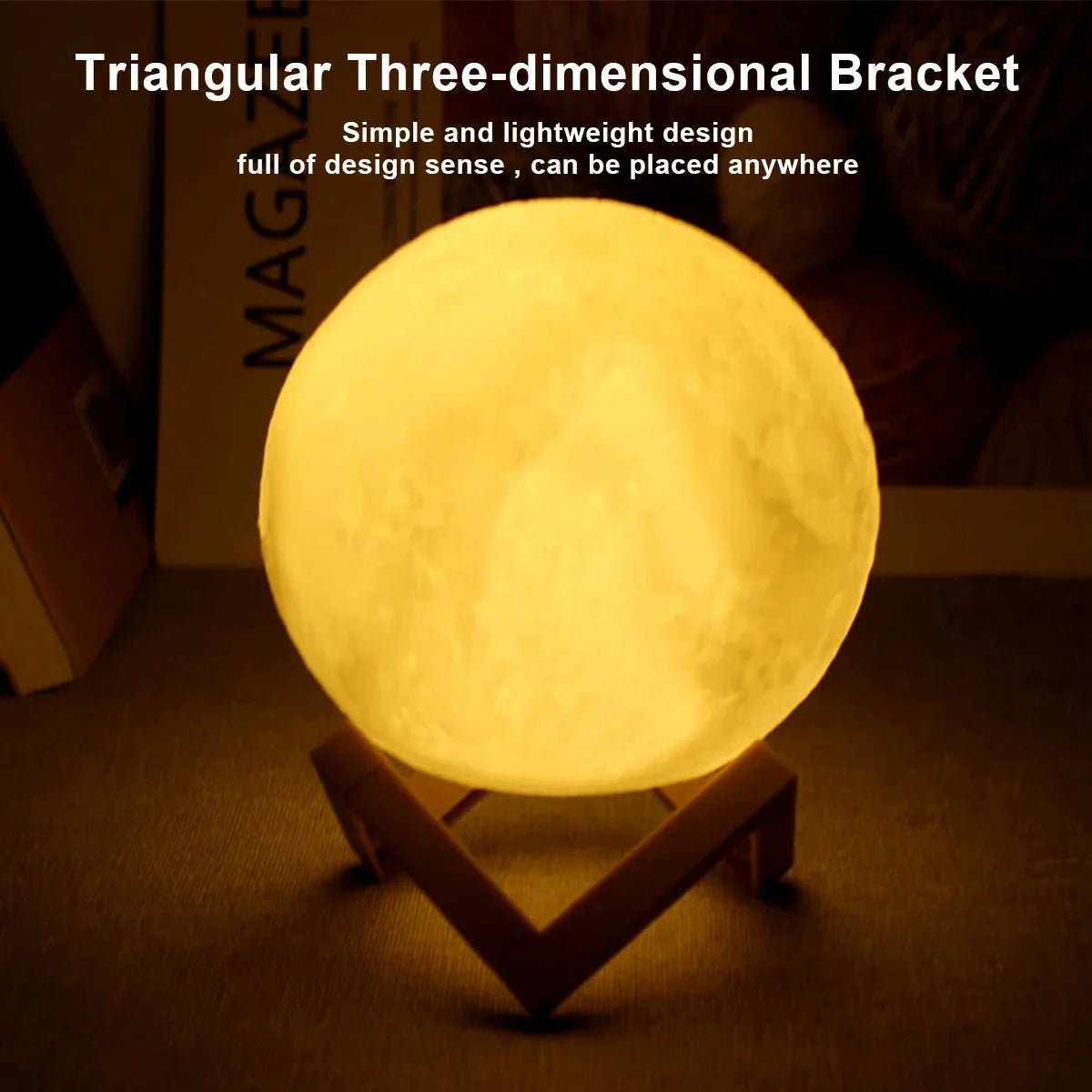 D5 Starry Moon Lamp 8Cm - LED Night Light with Stand, Perfect for Bedroom Decor and Gifts - Vibe Tribe