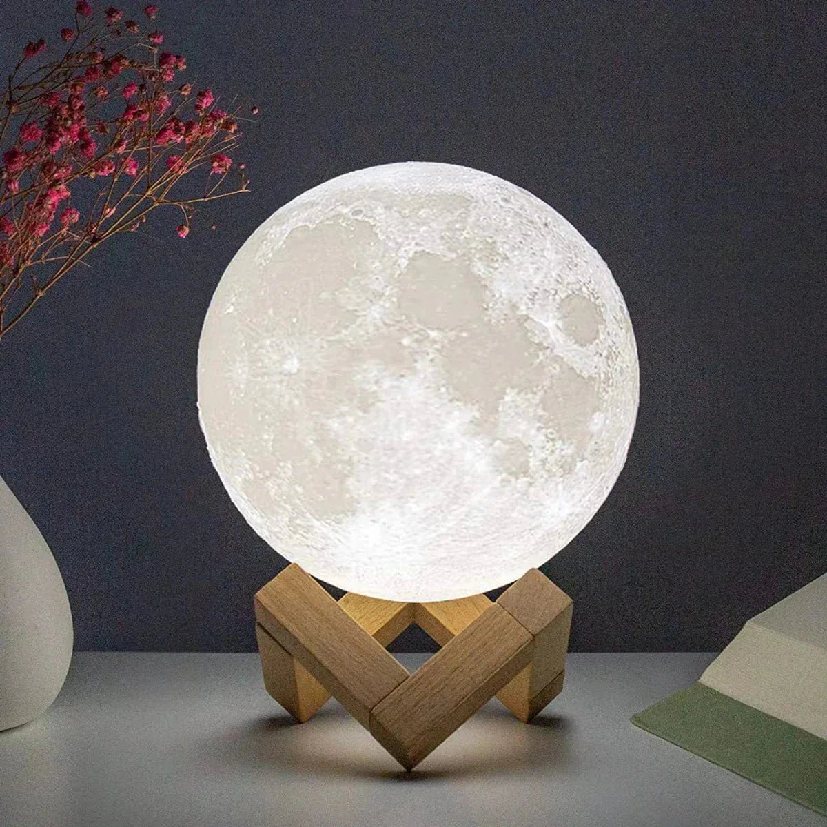 D5 Starry Moon Lamp 8Cm - LED Night Light with Stand, Perfect for Bedroom Decor and Gifts - Vibe Tribe