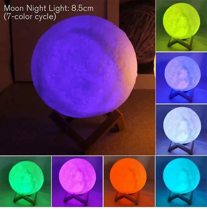 D5 Starry Moon Lamp 8Cm - LED Night Light with Stand, Perfect for Bedroom Decor and Gifts - Vibe Tribe