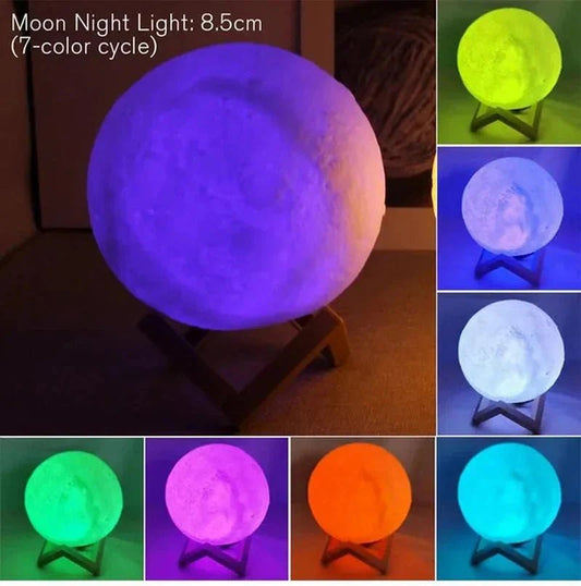 D5 Starry Moon Lamp 8Cm - LED Night Light with Stand, Perfect for Bedroom Decor and Gifts - Vibe Tribe