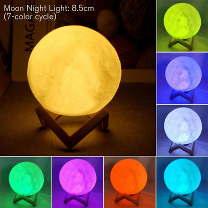 D5 Starry Moon Lamp 8Cm - LED Night Light with Stand, Perfect for Bedroom Decor and Gifts - Vibe Tribe