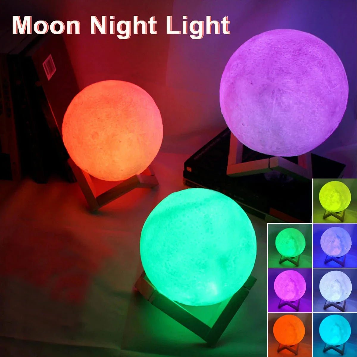 D5 Starry Moon Lamp 8Cm - LED Night Light with Stand, Perfect for Bedroom Decor and Gifts - Vibe Tribe