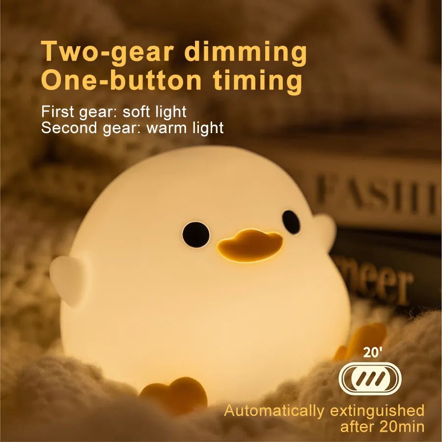Doudou Duck Silicone Alarm Lamp Ambience Light Bedroom Bedside Lamp Usb Charging with Sleeping Night Light - Vibe Tribe