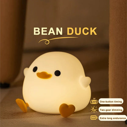 Doudou Duck Silicone Alarm Lamp Ambience Light Bedroom Bedside Lamp Usb Charging with Sleeping Night Light - Vibe Tribe