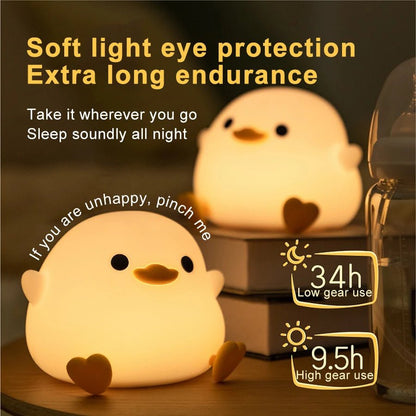 Doudou Duck Silicone Alarm Lamp Ambience Light Bedroom Bedside Lamp Usb Charging with Sleeping Night Light - Vibe Tribe