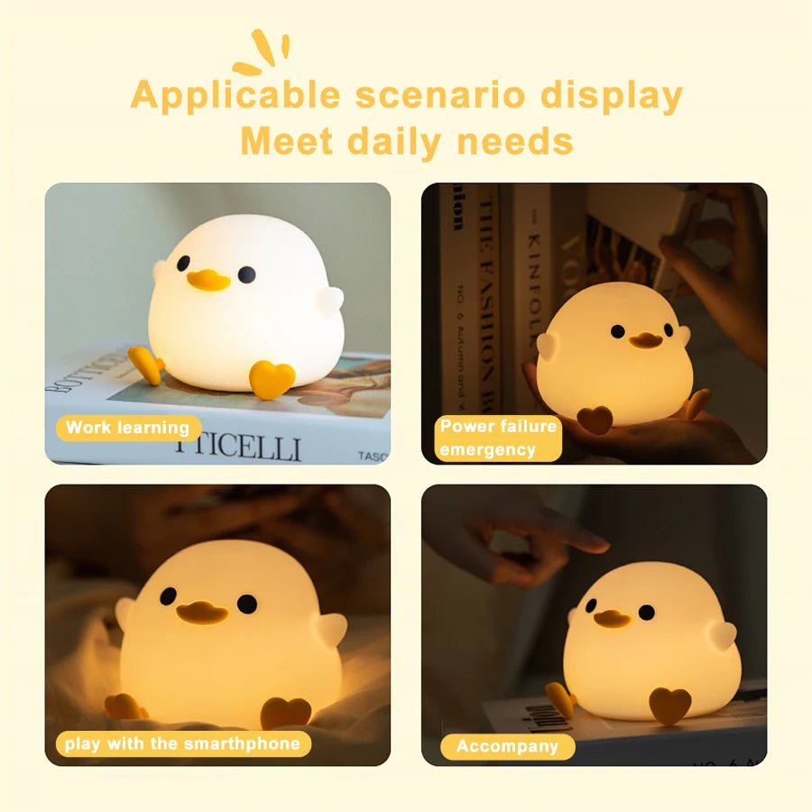 Doudou Duck Silicone Alarm Lamp Ambience Light Bedroom Bedside Lamp Usb Charging with Sleeping Night Light - Vibe Tribe