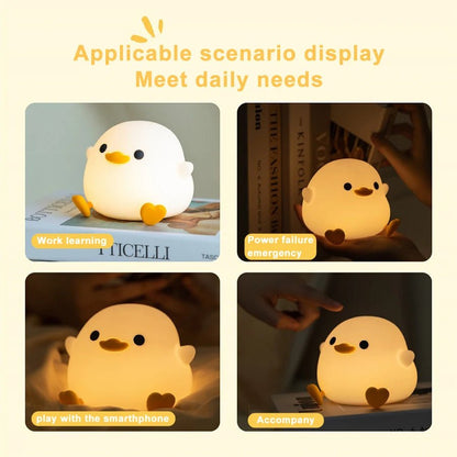 Doudou Duck Silicone Alarm Lamp Ambience Light Bedroom Bedside Lamp Usb Charging with Sleeping Night Light - Vibe Tribe