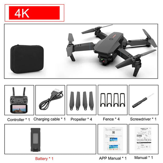 E88 Pro Foldable Quadcopter Drone - WIFI FPV, HD 4K Camera, Altitude Hold - Vibe Tribe