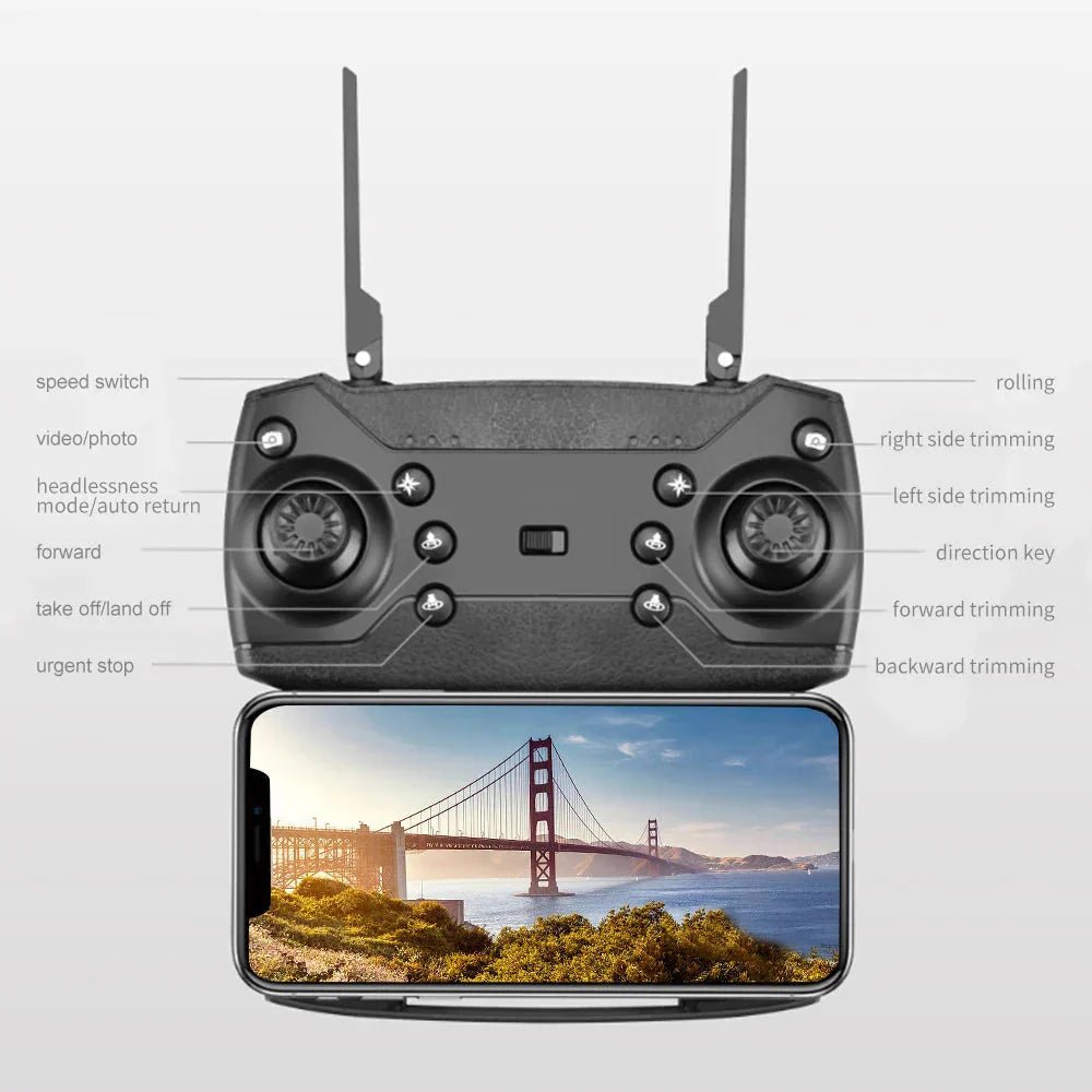 E88 Pro Foldable Quadcopter Drone - WIFI FPV, HD 4K Camera, Altitude Hold - Vibe Tribe