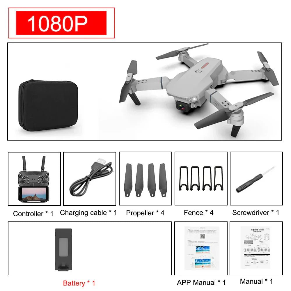 E88 Pro Foldable Quadcopter Drone - WIFI FPV, HD 4K Camera, Altitude Hold - Vibe Tribe