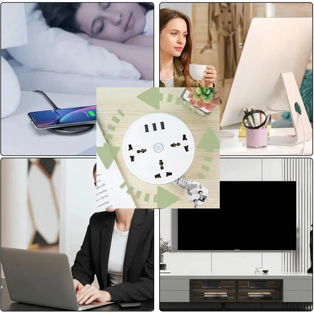 EU Plug AC Outlet Smart Home Power Strip – Multipurpose Electrical Extension Cord with USB Ports & Fast Charging - Vibe Tribe