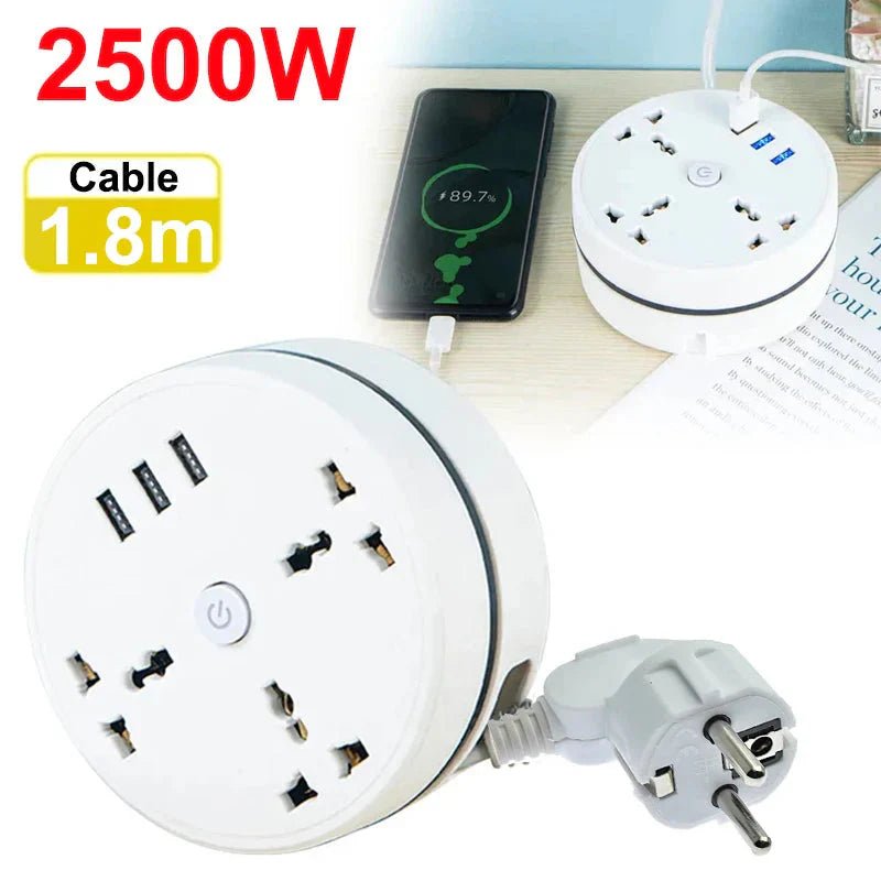 EU Plug AC Outlet Smart Home Power Strip – Multipurpose Electrical Extension Cord with USB Ports & Fast Charging - Vibe Tribe
