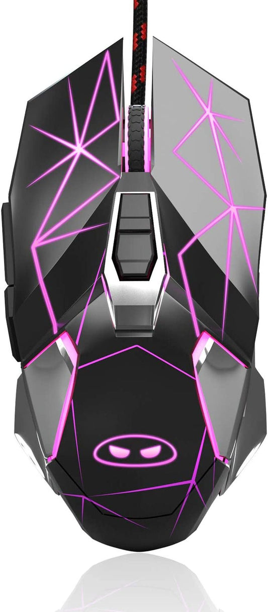 G10 Gaming Mouse Wired, 7 Colors Breathing LED Backlit Gaming Mouse, 6 Adjustable Speeds, Ergonomic Optical Computer Mouse with 7 Buttons for Windows PC Gamers - Vibe Tribe