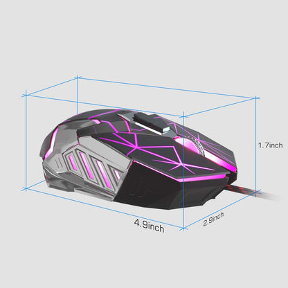 G10 Gaming Mouse Wired, 7 Colors Breathing LED Backlit Gaming Mouse, 6 Adjustable Speeds, Ergonomic Optical Computer Mouse with 7 Buttons for Windows PC Gamers - Vibe Tribe
