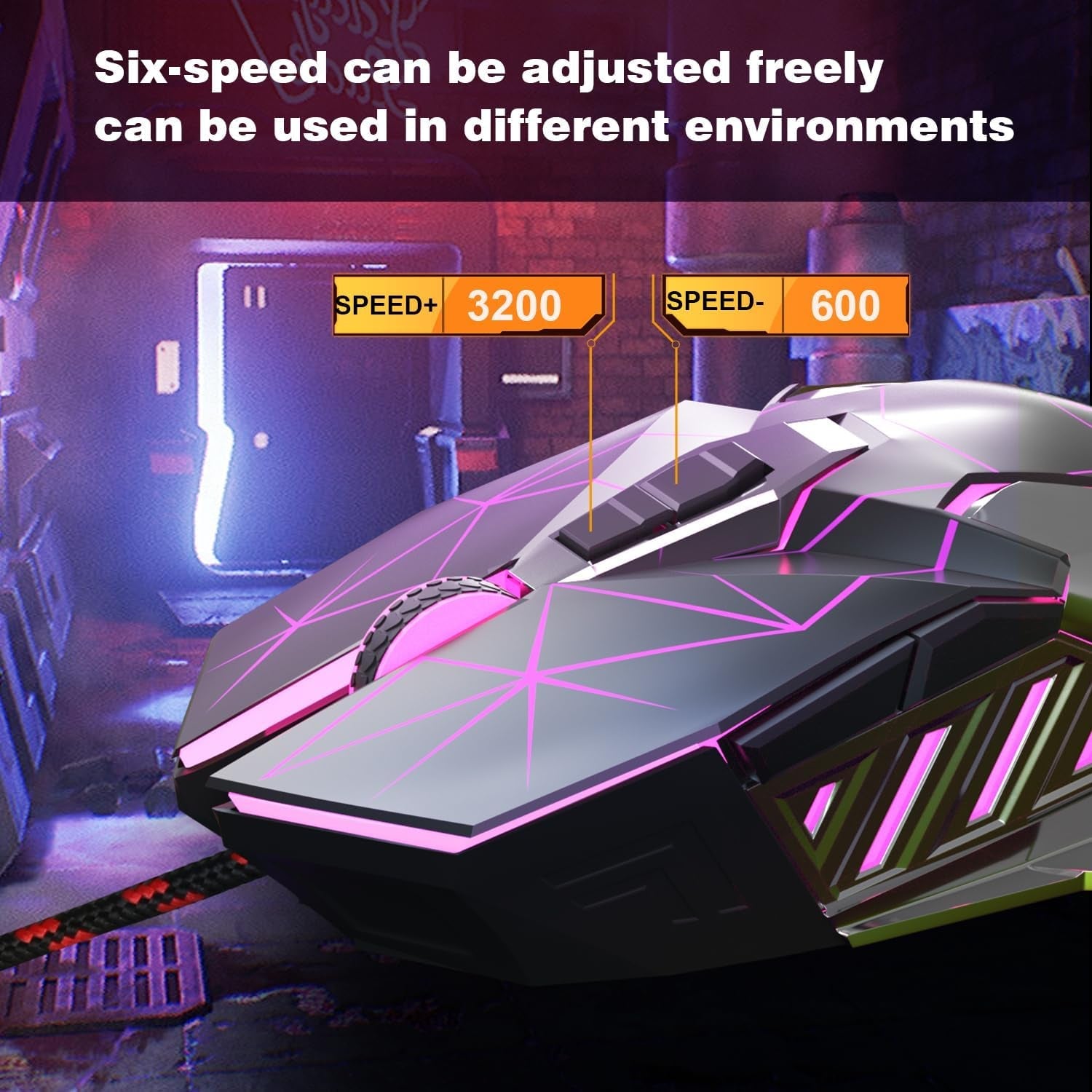 G10 Gaming Mouse Wired, 7 Colors Breathing LED Backlit Gaming Mouse, 6 Adjustable Speeds, Ergonomic Optical Computer Mouse with 7 Buttons for Windows PC Gamers - Vibe Tribe