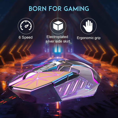 G10 Gaming Mouse Wired, 7 Colors Breathing LED Backlit Gaming Mouse, 6 Adjustable Speeds, Ergonomic Optical Computer Mouse with 7 Buttons for Windows PC Gamers - Vibe Tribe