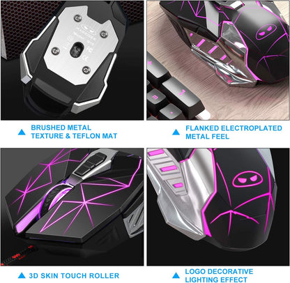G10 Gaming Mouse Wired, 7 Colors Breathing LED Backlit Gaming Mouse, 6 Adjustable Speeds, Ergonomic Optical Computer Mouse with 7 Buttons for Windows PC Gamers - Vibe Tribe
