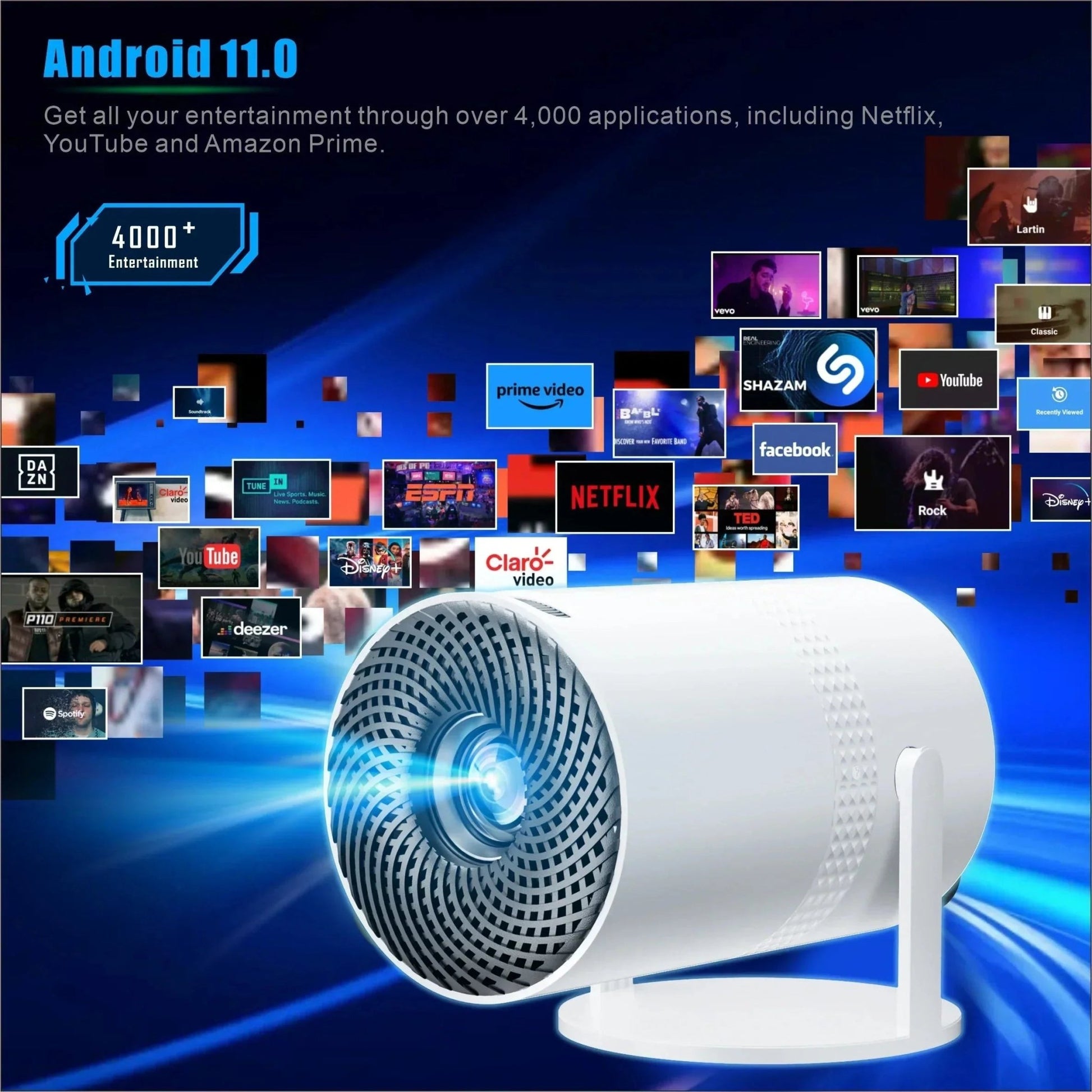 Salange P300 Mini Portable Projector - 4K 8K Video Decoding, 720P HD, Android 11, Wi - Fi, BT 5.1 - Vibe Tribe