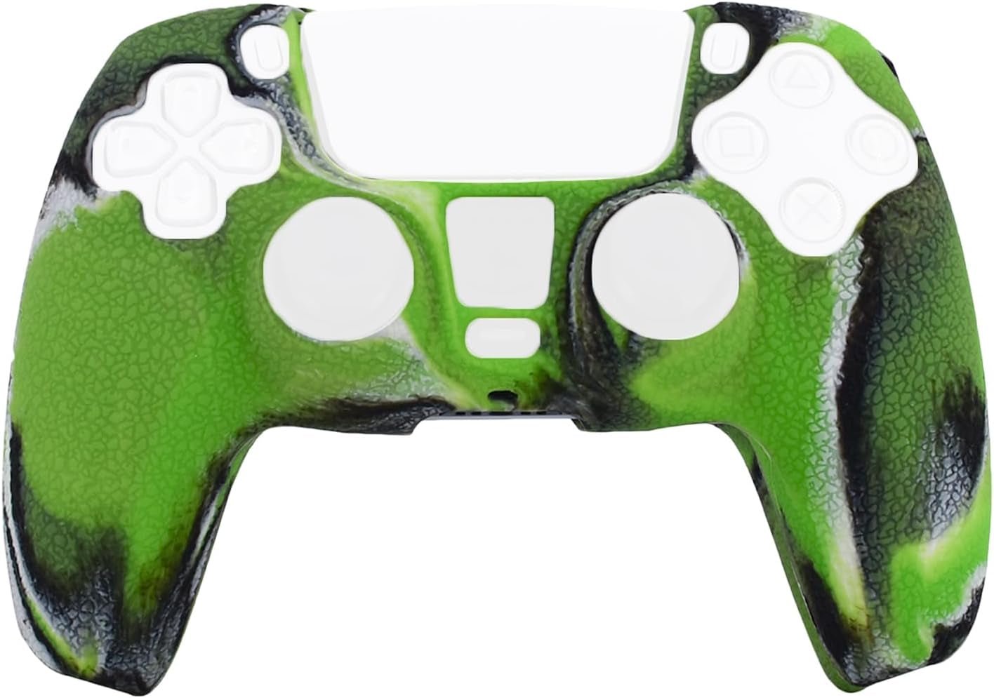 Skin for PS5 Controller Grips, Texture Pattern Cover for PS5 5 Controller Sweat - Proof Anti - Slip Silicone Cover Hand Grip with 8Pcs FPS Pro Thumbsticks Cap Protector(Camouflage Green) - Vibe Tribe